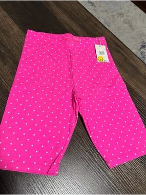 NWT Mini Boden Pink Polka Dots Crop Leggins Size 7-8